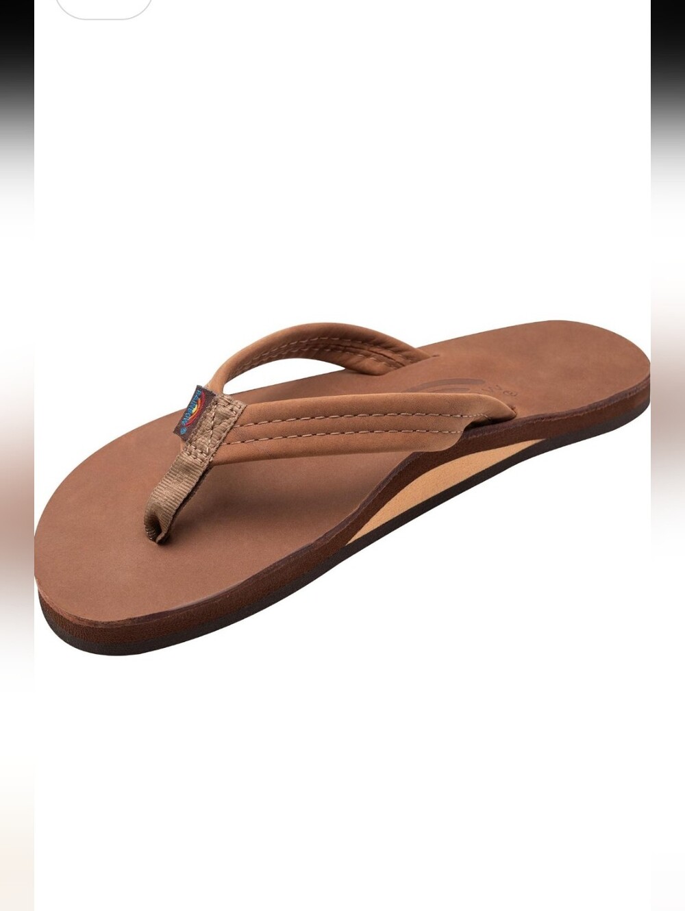 Rainbow Brown Leather Women's Flip Flops